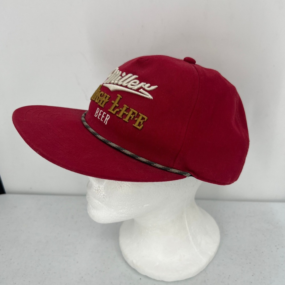 American Needle Miller High Life Beer Red Snapback Rope Hat Embroidered Cap - Picture 3 of 9